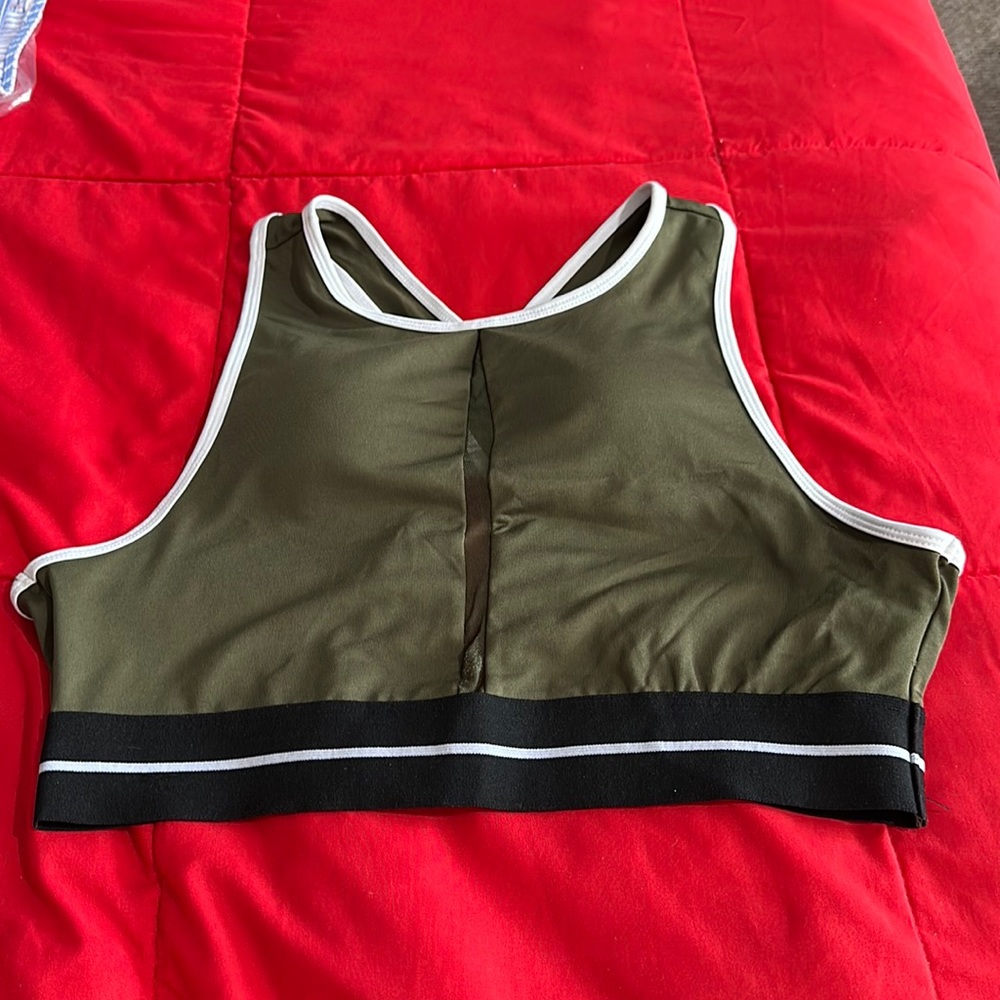 army green sports bra